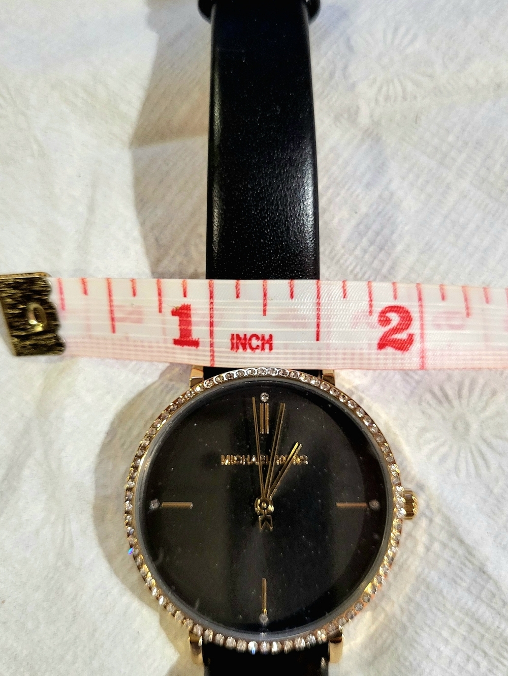 Womens Michael Kors Black Dial Leather Strap Watch with Gold Accents - Picture 4 of 9